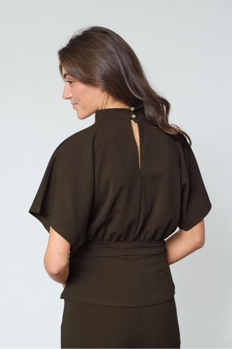 SisterS point bruine dames t-shirt | Model achteraanzicht