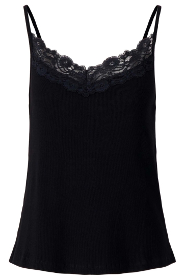 Zusss Top SPAGHETTI TOP MET KANT 0304 206 0000 ZWART