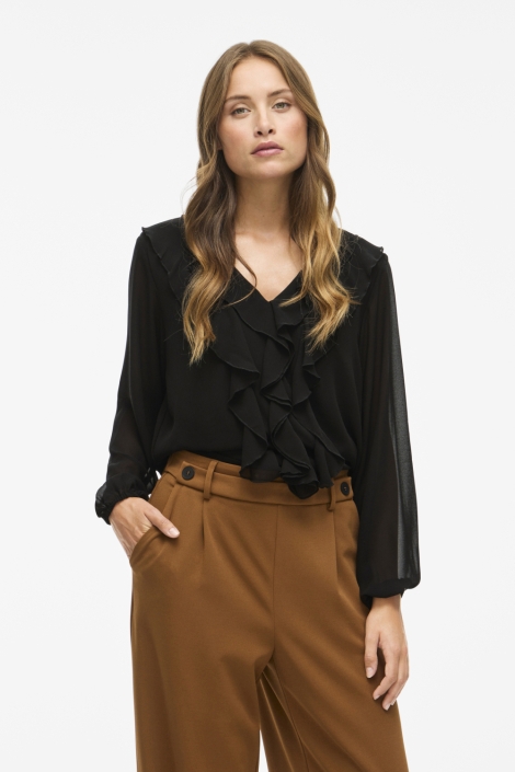 Vila zwarte dames t-shirt | Model vooraanzicht