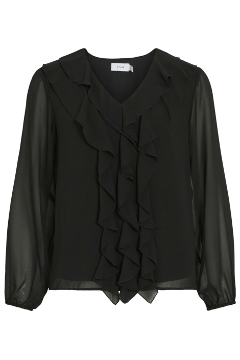 Vila zwarte dames t-shirt | Vooraanzicht