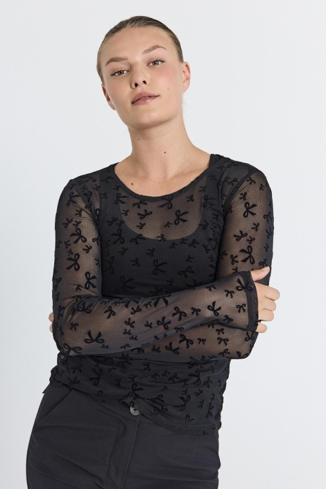 Freequent zwarte dames t-shirt | Model vooraanzicht