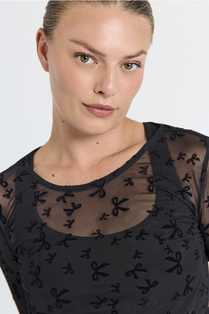 Freequent zwarte dames t-shirt | Close up