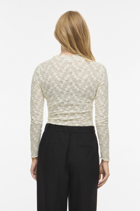 Vila beige dames t-shirt | Model achteraanzicht