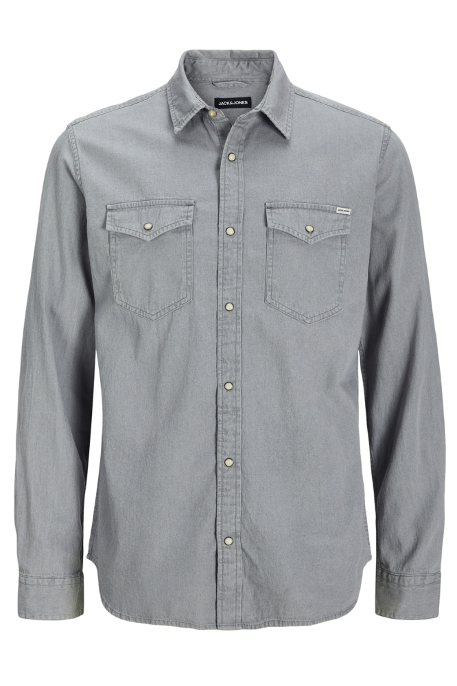 Jack & Jones grijze heren overhemd | Vooraanzicht
