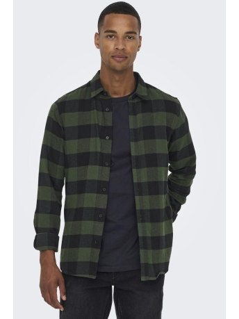 Only & Sons Overhemd ONSGUDMUND LS CHECKED SHIRT NOOS 22007112 Forest Night