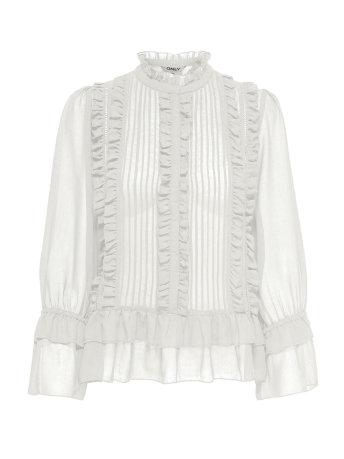 Only Blouse ONLVICTORIA L/S FRILL DNM SHIRT 15191930 Cloud Dancer