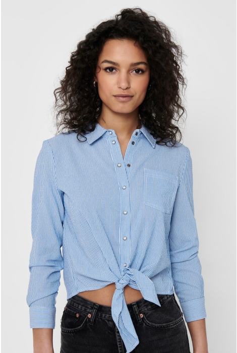 15195910 ls blouse stripe dnm cloud blue only shirt onllecey knot dancer/medium