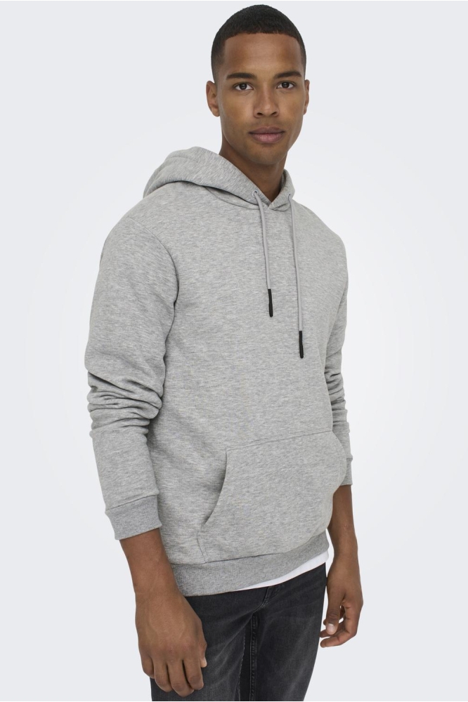 Only & Sons grijze heren sweater | Model vooraanzicht