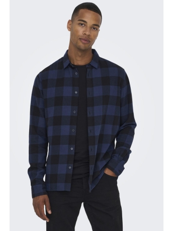 Only & Sons Overhemd ONSGUDMUND LIFE LS CHECKED SHIRT NOOS 22007112 DRESS BLUES