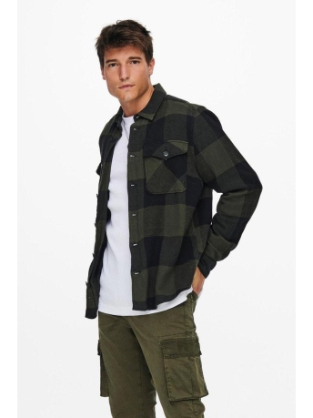 Only & Sons Overhemd ONSMILO LIFE LS CHECK OVERSHIRT NOOS 22019854 FOREST NIGHT