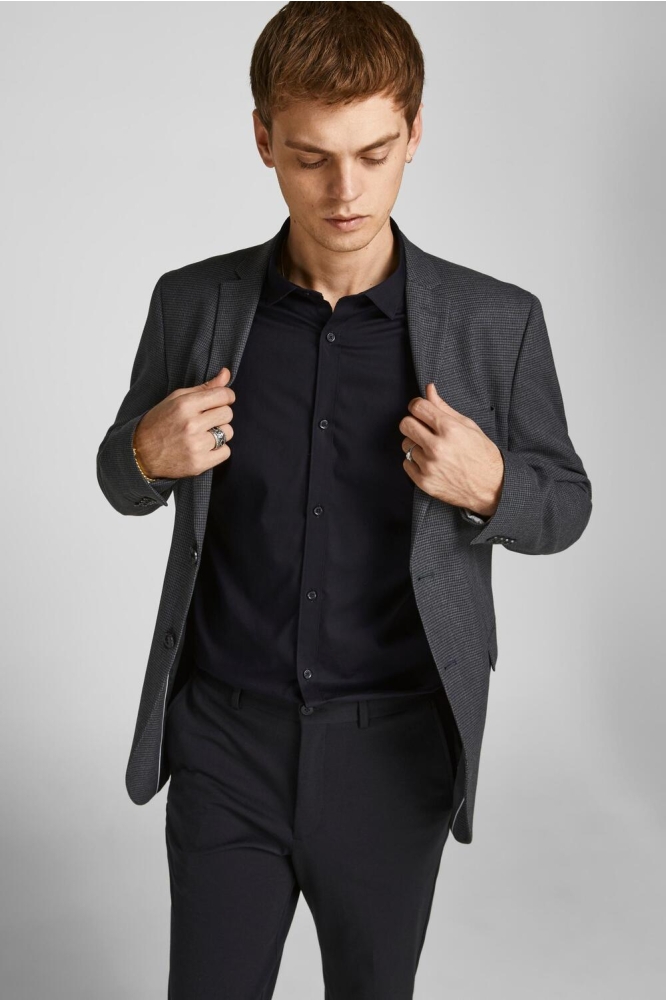 jprblacardiff shirt l s noos 12201905 jack jones overhemd black slim fit