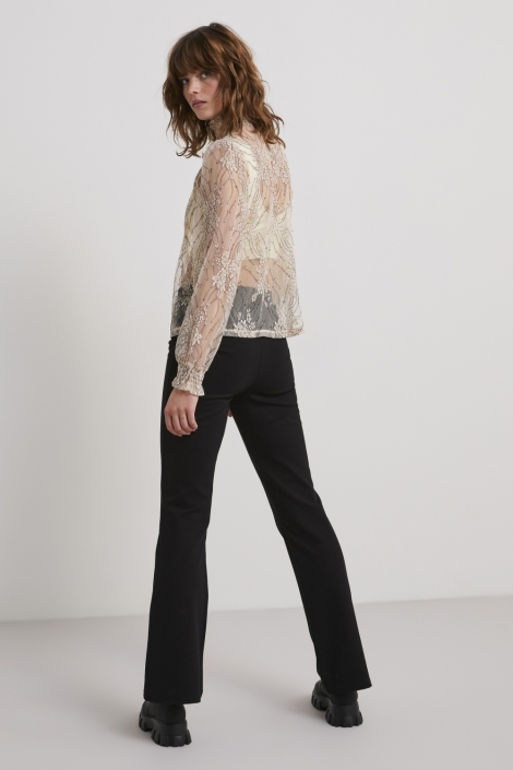 Pieces beige dames t-shirt | Model