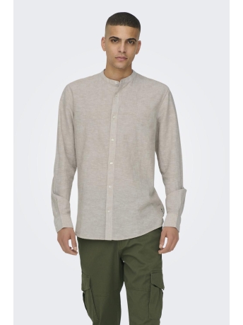 Only & Sons Overhemd ONSCAIDEN LS SOLID LINEN MAO SHIRT 22019173 Chinchilla