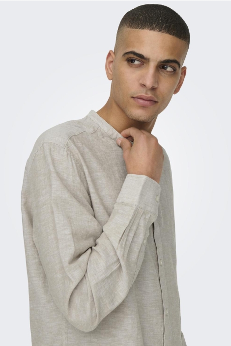 Only & Sons onscaiden ls solid linen mao shirt
