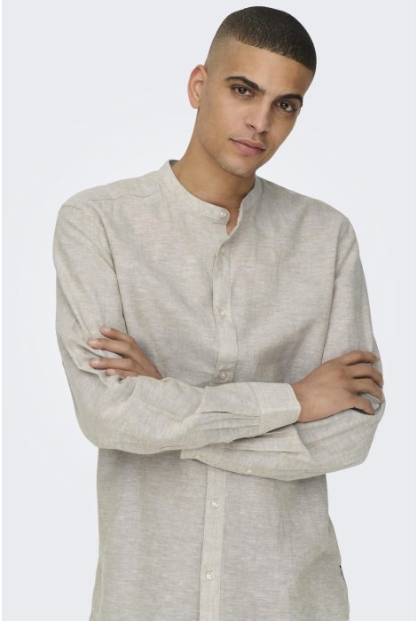 Only & Sons onscaiden ls solid linen mao shirt
