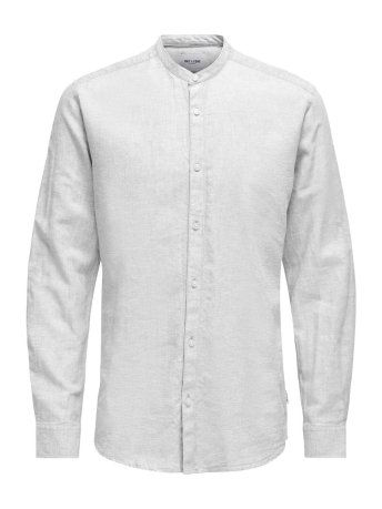 Only & Sons Overhemd ONSCAIDEN LS SOLID LINEN MAO SHIRT 22019173 WHITE