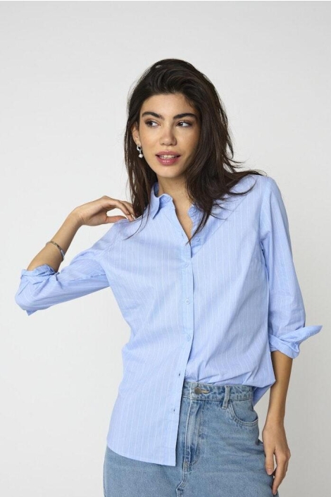 Jacqueline de Yong blauwe dames blouse | Model vooraanzicht