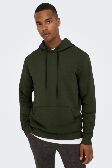 Only & Sons groene heren sweater | Model vooraanzicht