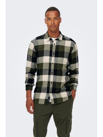 Only & Sons Overhemd ONSGUDMUND LS 3T CHECK SHIRT NOOS 22020301 FOREST NIGHT