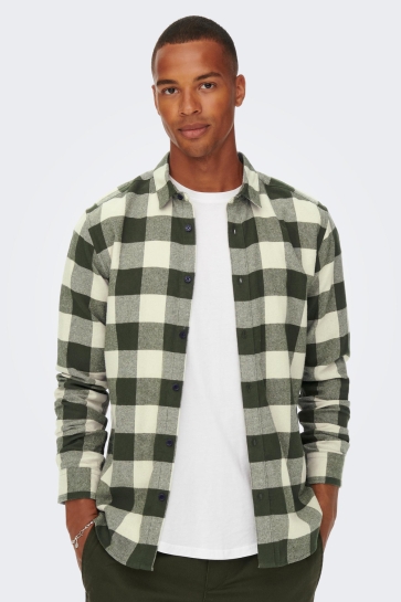 Only & Sons Overhemd ONSGUDMUND LS CHECKED SHIRT NOOS 22007112 Forest Night/SILVER LIN