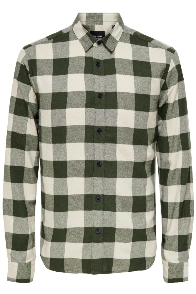 Only & Sons groene heren overhemd | Vooraanzicht