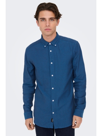 Only & Sons Overhemd ONSTAR SLIM MELANGE BTN DOWN LS SHI 22023566 Dark Navy