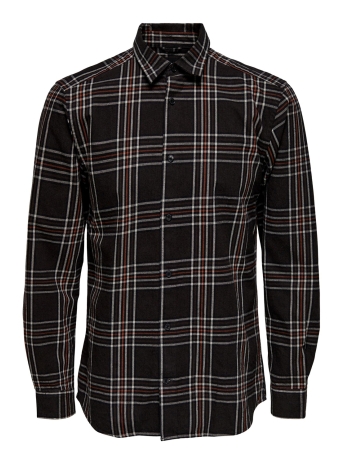 Only & Sons Overhemd ONSARI SLIM TWILL CHECK SHIRT 22023634 Seal Brown
