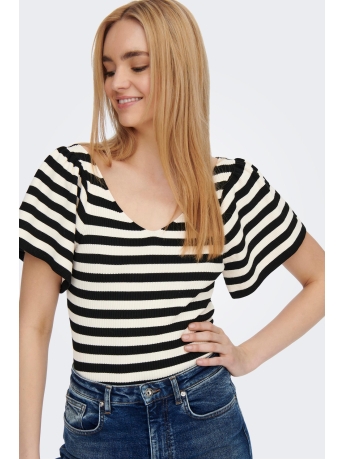 Only T-shirt ONLLEELO STRIPE S/S BACK PULLOVER E 15283760 PIMICE STONE