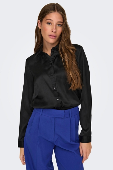 Jacqueline de Yong Blouse JDYFIFI LIFE L/S SHORT SHIRT WVN NO 15203504 BLACK