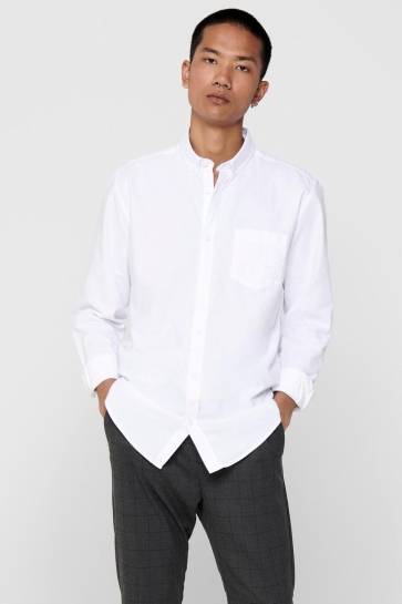 Only & Sons Overhemd ONSALVARO LS OXFORD SHIRT 22006479 White