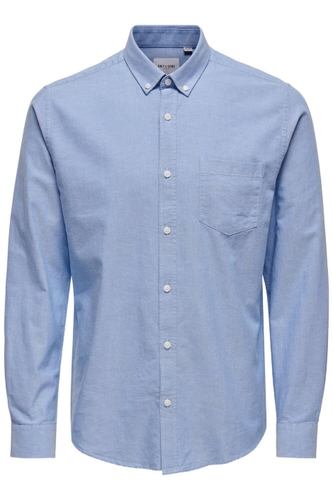 Only & Sons blauwe heren overhemd | Vooraanzicht