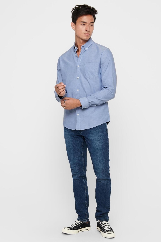 Only & Sons blauwe heren overhemd | Model