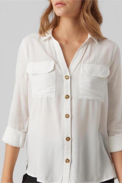 Vero Moda ecru dames blouse | Model vooraanzicht