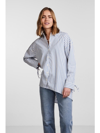 Pieces Blouse PCMULLE LS LONG SHIRT 17132269 Antique White/MARINA BLUE