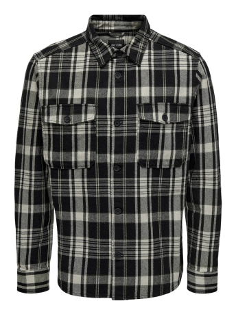 Only & Sons Overhemd ONSMILO OVR CTN CHECK LS SHIRT NOOS 22024699 Black