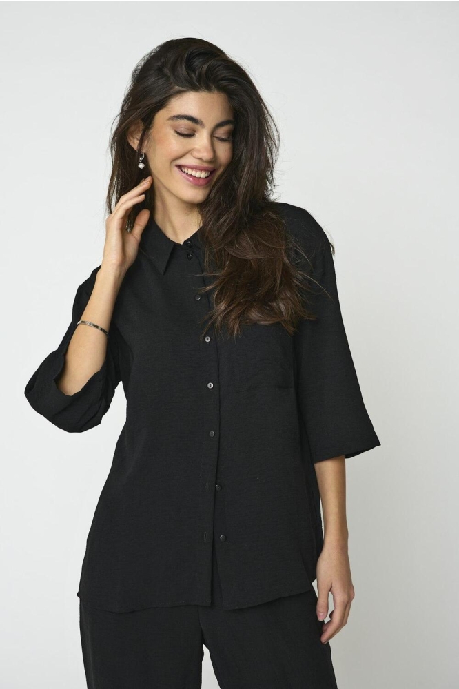 JDYDIVYA 3/4 LOOSE SHIRT WVN NOOS 15271186 BLACK