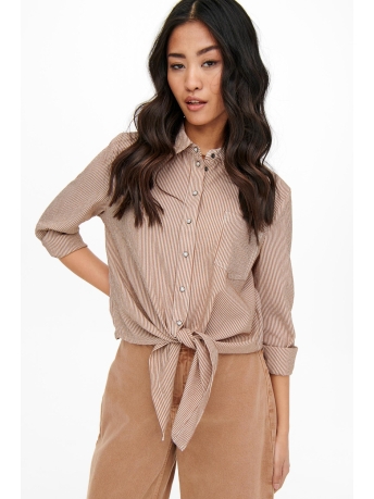 Only Blouse ONLLECEY LS KNOT SHIRT NOOS WVN 15195910 TOASTED COCONUT