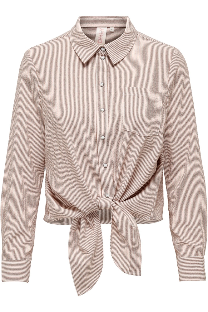 ONLLECEY LS KNOT SHIRT NOOS WVN 15195910 TOASTED COCONUT