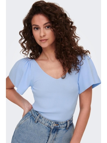 Only T-shirt ONLLEELO S/S BACK PULLOVER KNT NOOS 15203888 CASHMERE BLUE