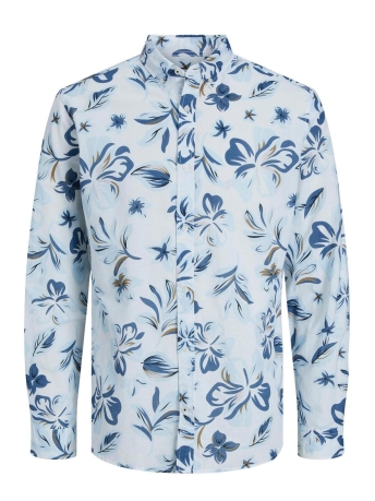 Jack & Jones Overhemd JPRBLASUMMER LINEN PRINT SHIRT L/S 12226111 White/SLIM FIT