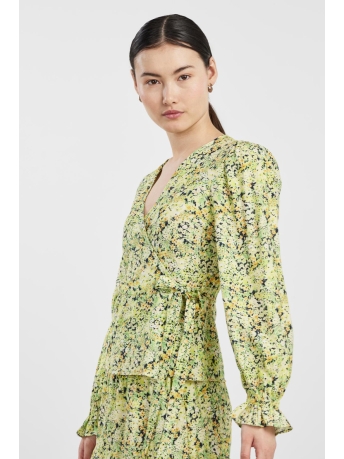 Pieces Blouse PCBRUNA LS WRAP TOP 17134525 Tender Shoots/Flower