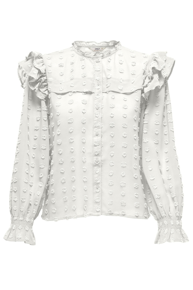 ONLPIXI DOBBY LS FRILL SHIRT WVN CS 15287711 CLOUD DANCER