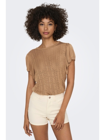 Jacqueline de Yong T-shirt JDYSOLIS HEART S/S PULLOVER KNT 15287948 Indian Tan