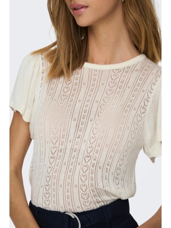 Jacqueline de Yong T-shirt JDYSOLIS HEART S/S PULLOVER KNT 15287948 Cloud Dancer