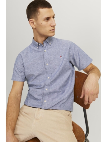 Jack & Jones Overhemd JPRBLUSUMMER LINEN SHIELD SHIRT S/S 12233118 FADED DENIM/SLIM FIT