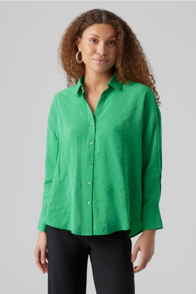 VMQUEENY LS OVERSIZE SHIRT WVN GA N 10289349 BRIGHT GREEN