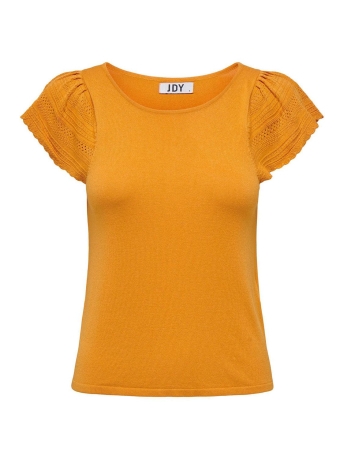 Jacqueline de Yong T-shirt JDYGURLI C/S SHORT FRILL TOP KNT 15291244 BUTTERSCOTCH