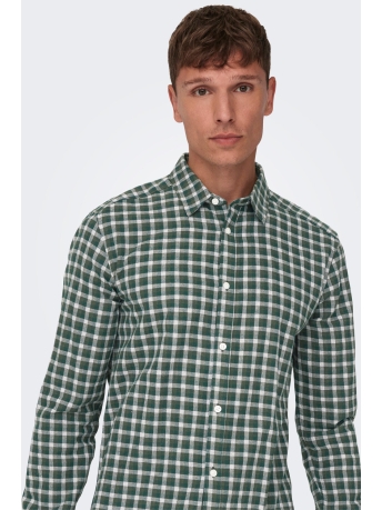 Only & Sons Overhemd ONSBEN LIFE SLIM FLANNEL CHECK LS S 22025608 WINTER MOSS