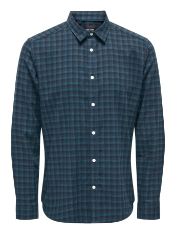 Only & Sons Overhemd ONSBEN LIFE SLIM FLANNEL CHECK LS S 22025608 DARK NAVY