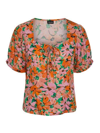 Pieces T-shirt PCLOLA SS TOP BC 17139727 FLAME ORANGE